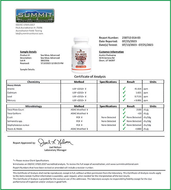 Sea Moss Advanced Results Certificate